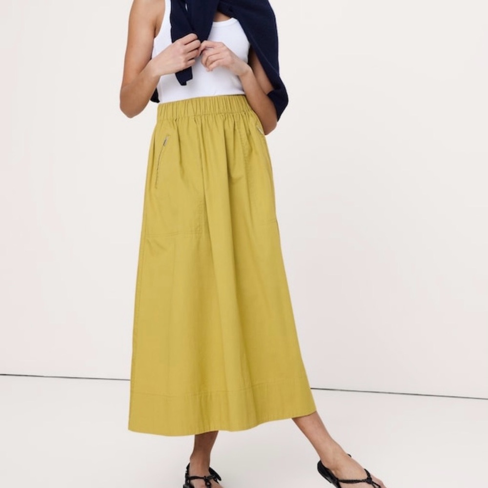 Banana Republic Stretch Cotton Utility Maxi Skirt